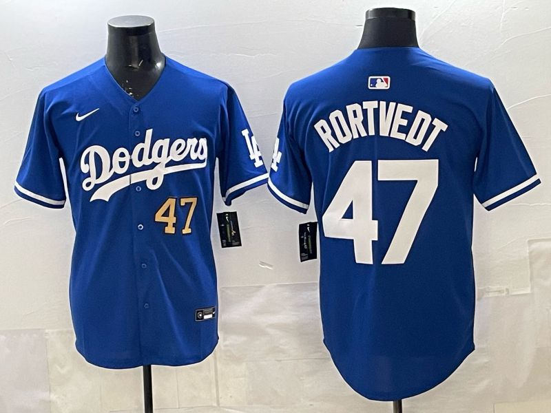 Men 2025 Los Angeles Dodgers #47 Rortvedt Blue Game Nike MLB Jersey style 002